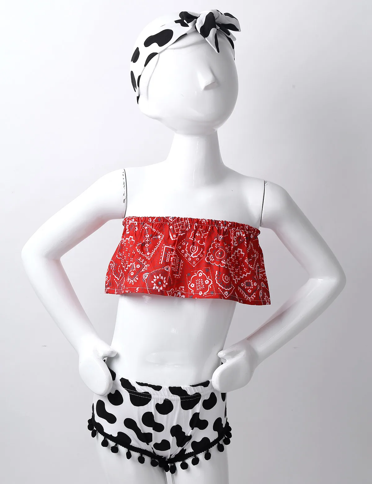 Милая Одежда для новорожденных девочек красная бандана топ труба с принтом