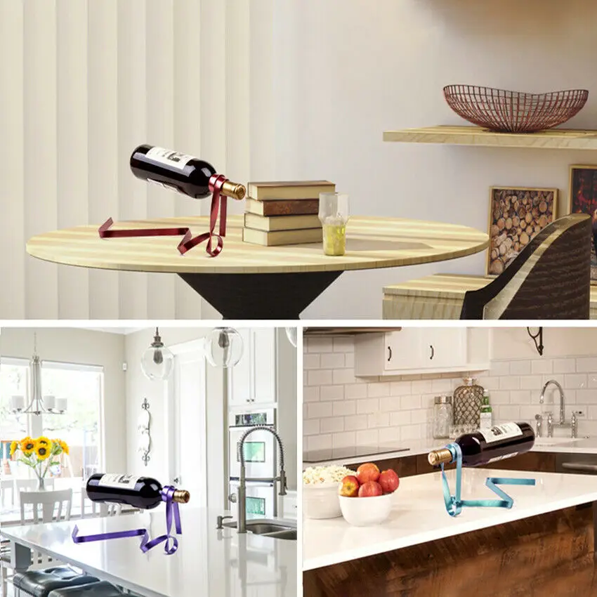 Magic Floating Colored Ribbon Wine Bottle Holder Rack Stand Bracket Art Decor Kitchen Dining Room Cellar Bar | Дом и сад