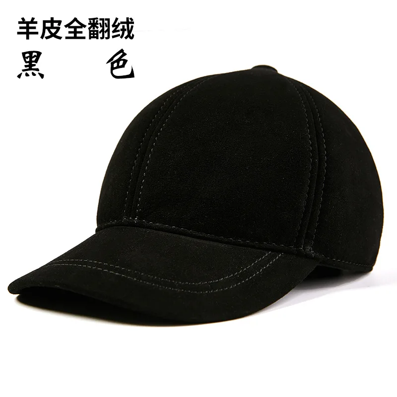 

The first layer of sheepskin leather hat peaked cap autumn and winter fleece baseball cap all-match high-end hat