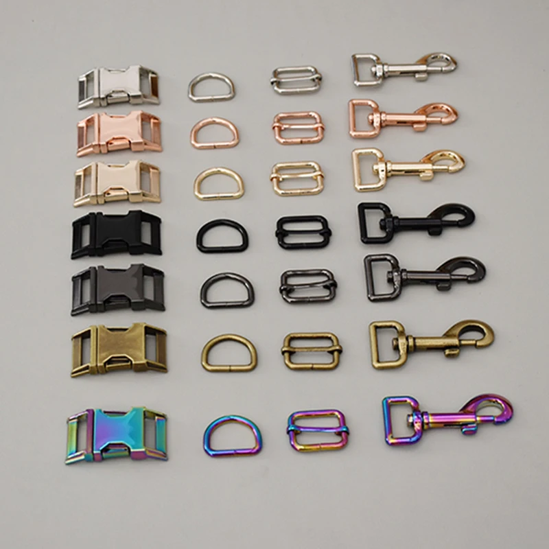 

20 set 25mm Metal release buckles D rings sliders for cat dog collar adjustable buckles Webbing Diy Backp sewing accessories