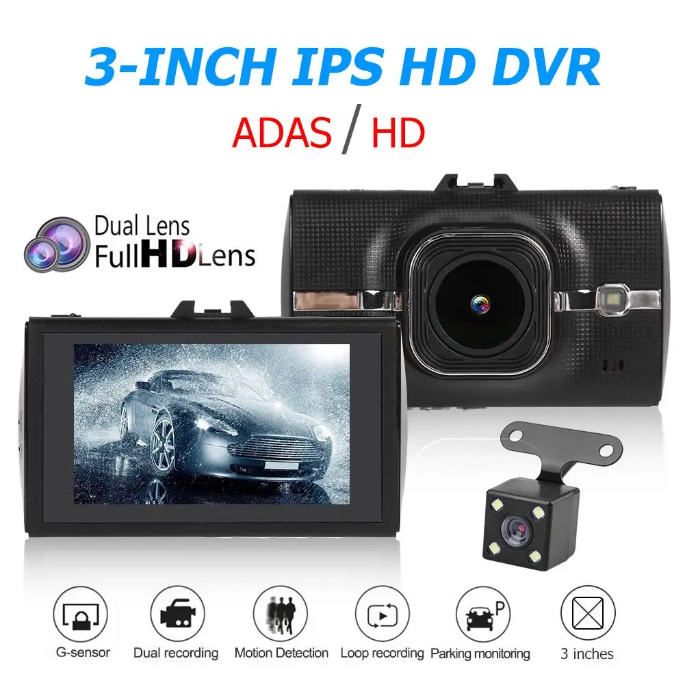 

Portable H9 1296p Car DVR Camera 3.0 inch Screen Dual Lens Dashboard Camera GPS Tracking Supporting Parking Monitoring Function
