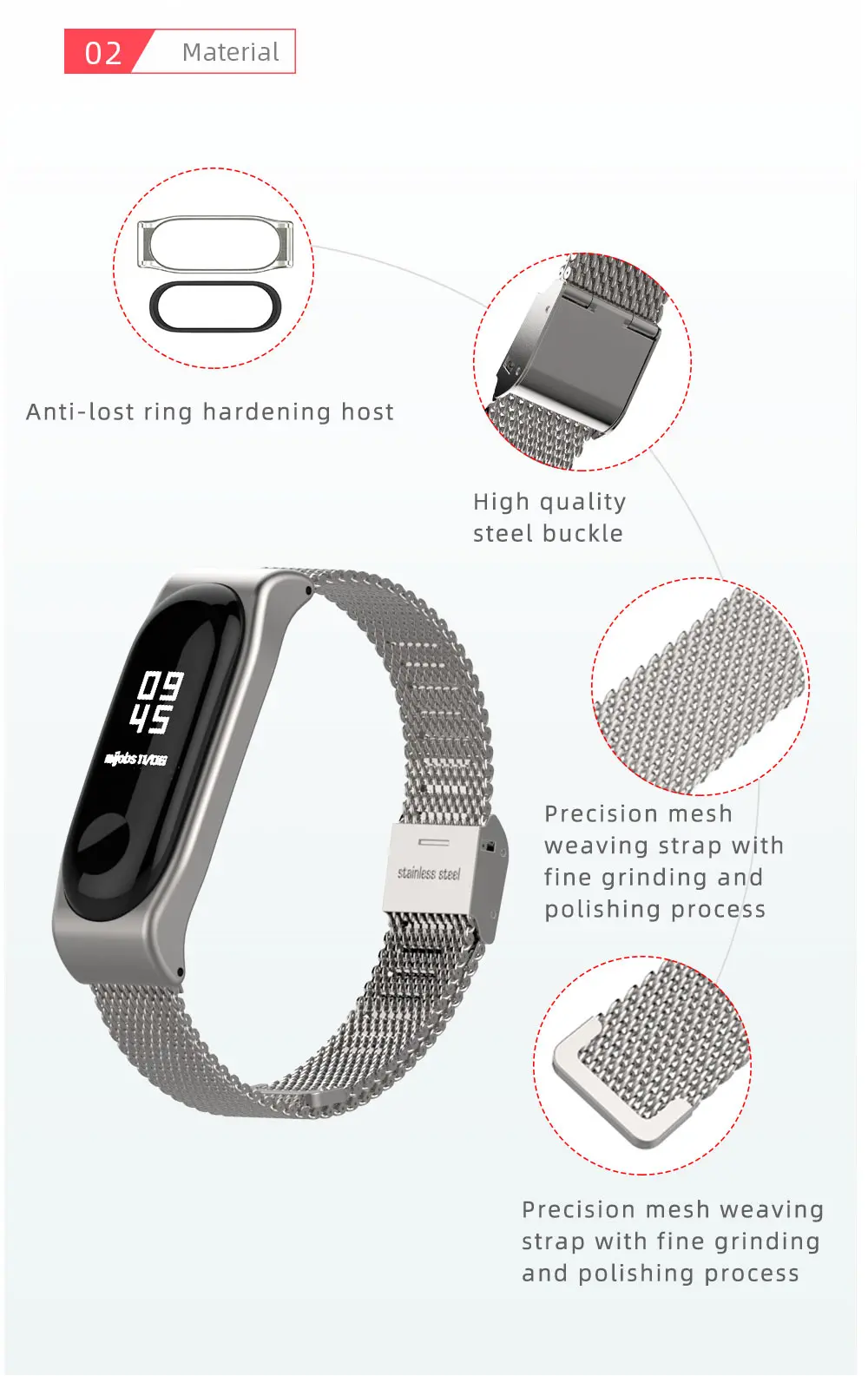 Браслет mi jobs, ремешок для Xiaomi mi, браслет 4, 3, браслет mi Band, 3, металлический браслет, браслет из нержавеющей стали