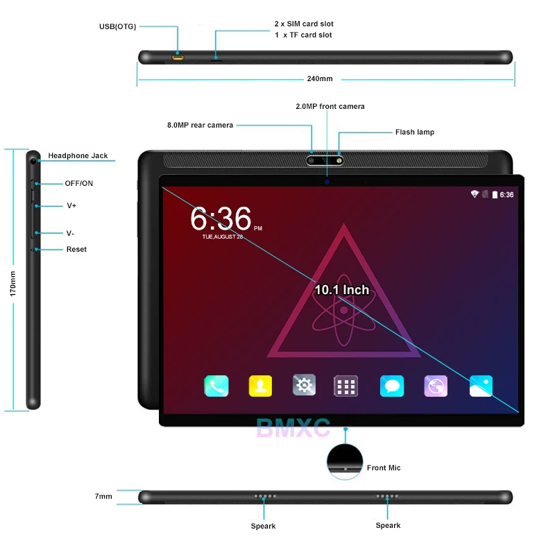 Супер закаленное 2.5D стекло 10 1 дюймов планшетный ПК ОС Android 9 0 Восьмиядерный 6 ГБ
