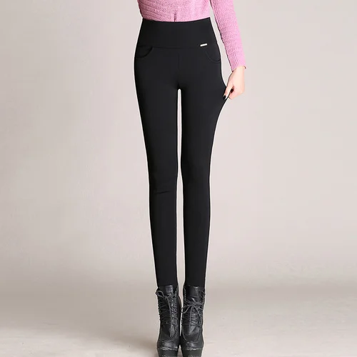 Plus Size Pencil Pants New Fashion Women Skinny High Waist Pants Female Casual Trousers High Stretch Leggings 6XL 7228 50 - Цвет: black