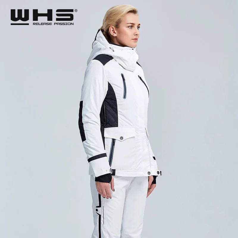 WHS новая пара зимняя Лыжная куртка уличная Снежная хлопковая спортивная женская теплая уличная куртка водонепроницаемая и ветрозащитная белая куртка