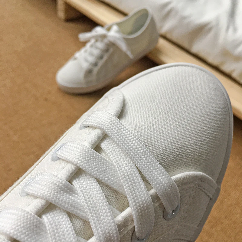 Новинка 2020 белая парусиновая обувь на шнуровке модная женская Весенняя и летняя