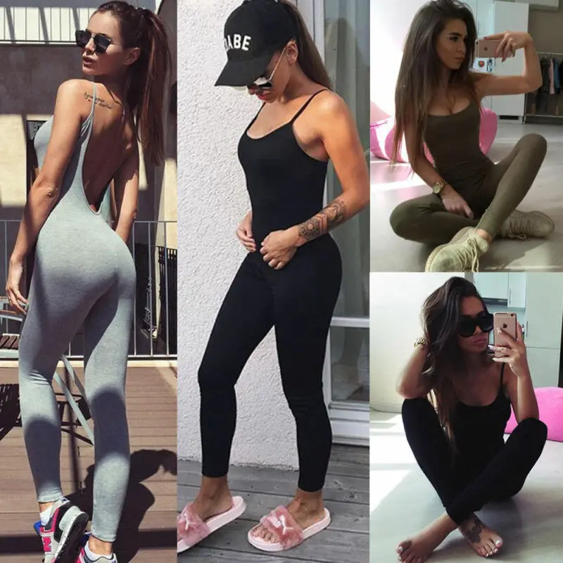 Комбинезон женский для фитнеса йоги бега спорта Байкерский без рукавов