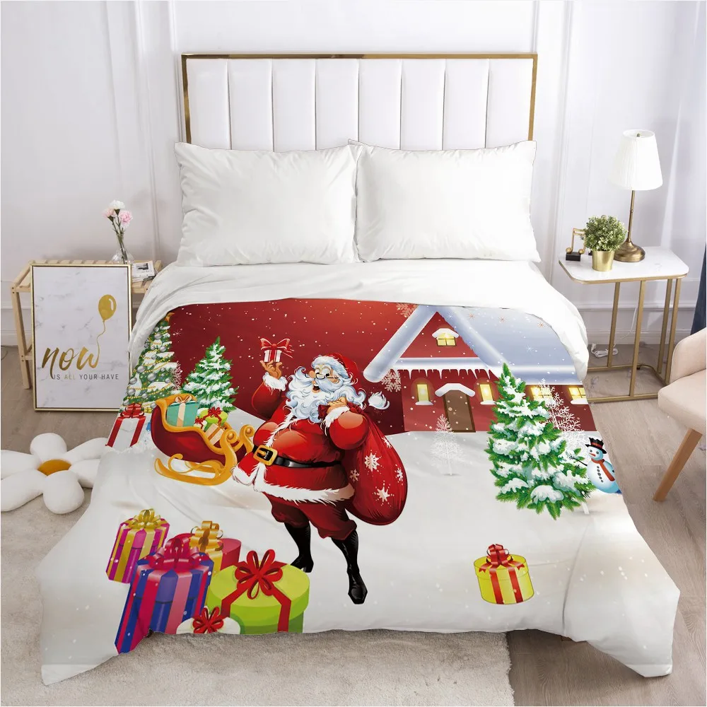 3D Рождественский пододеяльник для свадьбы Одеяло Санта Клауса чехол