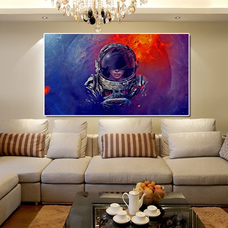 Домашний декор холст картина искусство на стену Женский космический астронавт