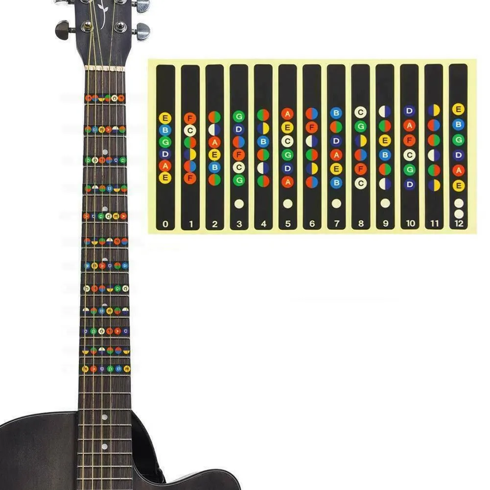 

Guitar Accessories Scales Sticker Fretboard Note Decal Colorful Begin Learn Practice Tool Bass Educational Laminated Stickers