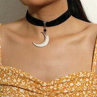 punk hip hop rock style necklace vintage large moon pendant short necklace choker necklace woman necklace jewelry