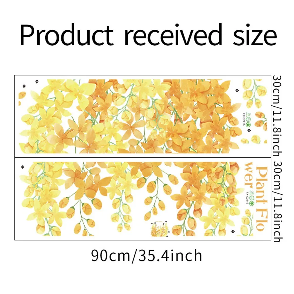 

1 Set Of Wall Stickers Green Orange PVC Plant Flower Printed Yellow Fashion