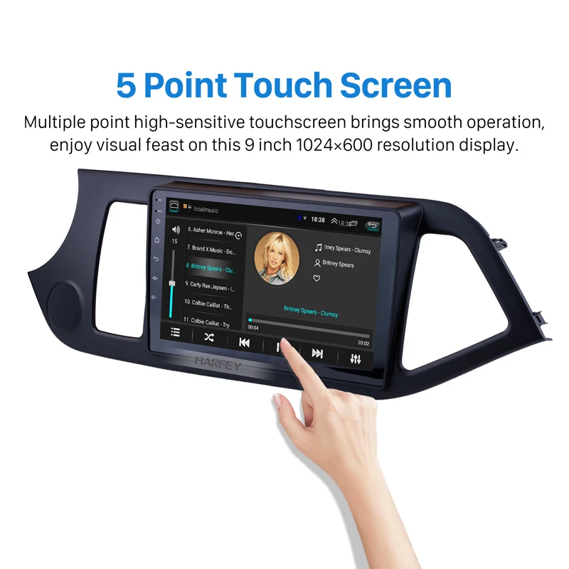 Автомобильный мультимедийный плеер Harfey 9 &quot Android 8 1 GPS для KIA PICANTO 2011 2012 2013 2014 HD 1024*600