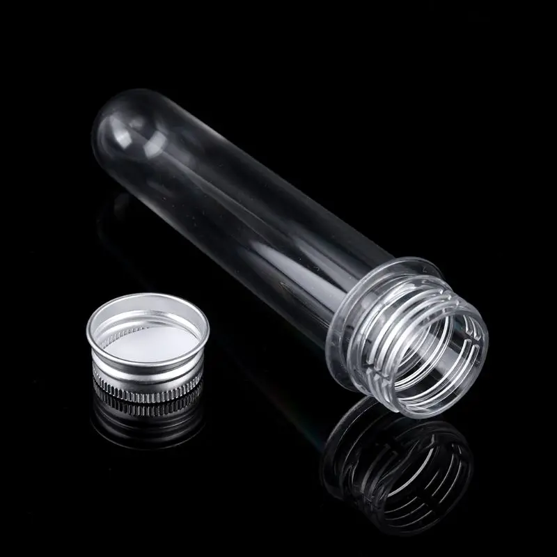 

10Pcs Plastic Test Tubes Clear Transparent Candy Storage Containers with Screw Caps for School Laboratory 40ml