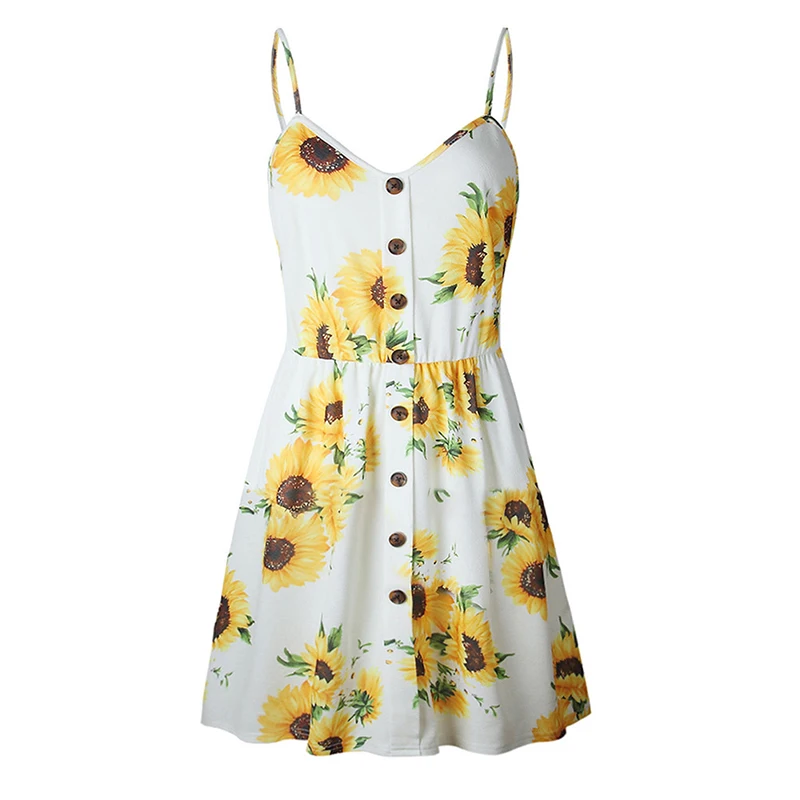 

Ladies Dress Printed Suspender Skirt Summer Stitching Sleeveless Short Skirt Bohemian Suspender Beach Skirt Sexy V-neck Dress