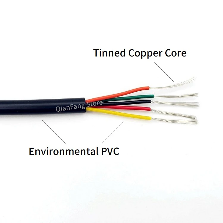 Провод с покрытием 5 м медный кабель 30AWG-14AWG черный белый 2 3 4 6 7 8 10 ядер мягкий USB