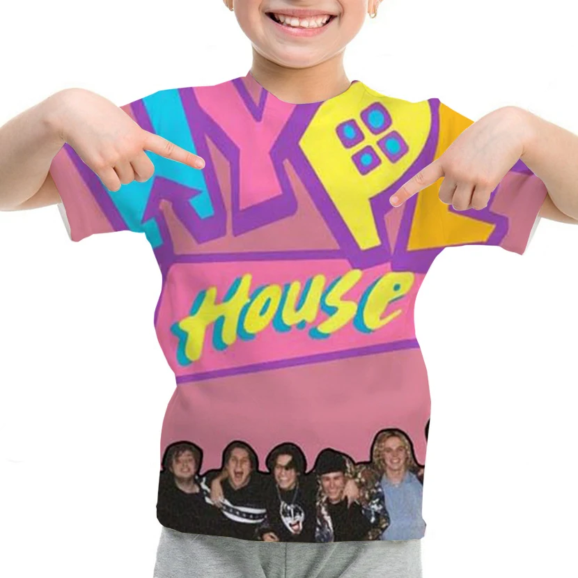 Kawaii/Новинка Детская одежда с рисунком из мультфильма Hype House Летние топы Одежда