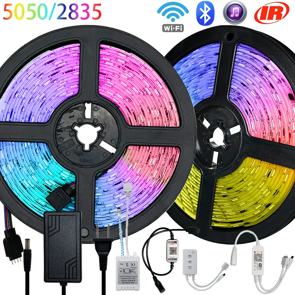 Bluetooth Luces Светодиодные ленты светильник s RGB 5050 2835 SMD гибкая лента
