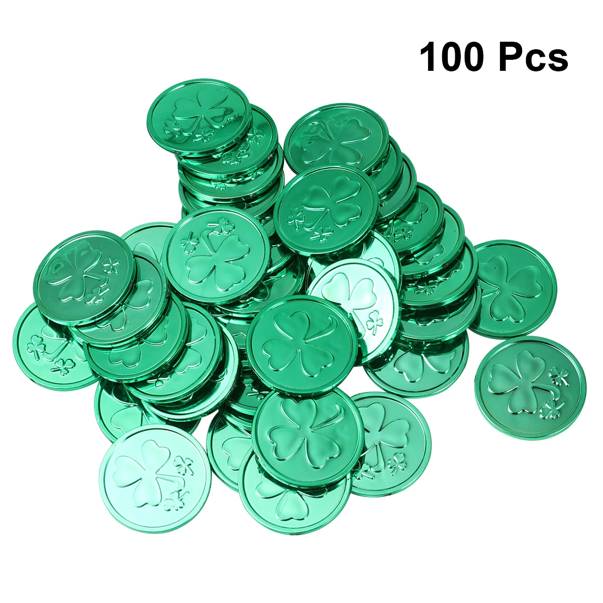 

100 шт., круглые монеты ко Дню Св. Патрика, Пластиковые монеты, декор для вечерние (зеленый)