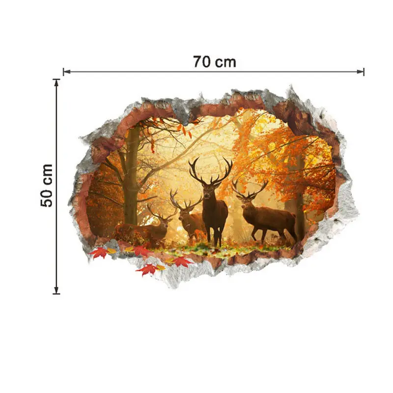 Настенный декор сделай сам съемная Настенная Наклейка с головой оленя лесом