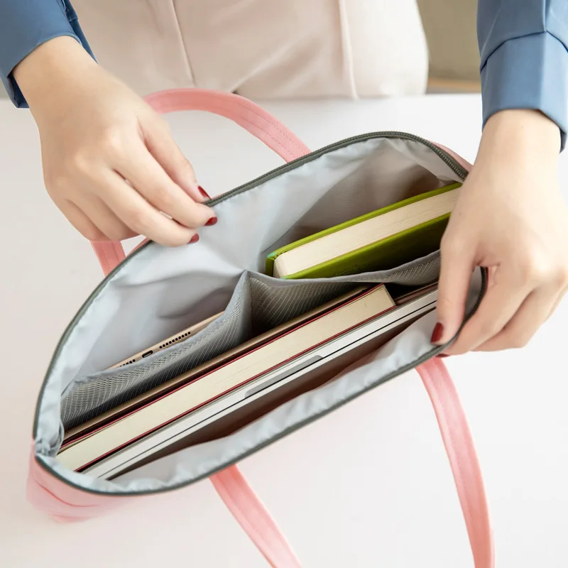 A4 Document Bag Laptop Briefcases Waterproof Anti-Wrinkle Men's Woman's Tote Office Travel Business Textbook Phone Storage Pouch