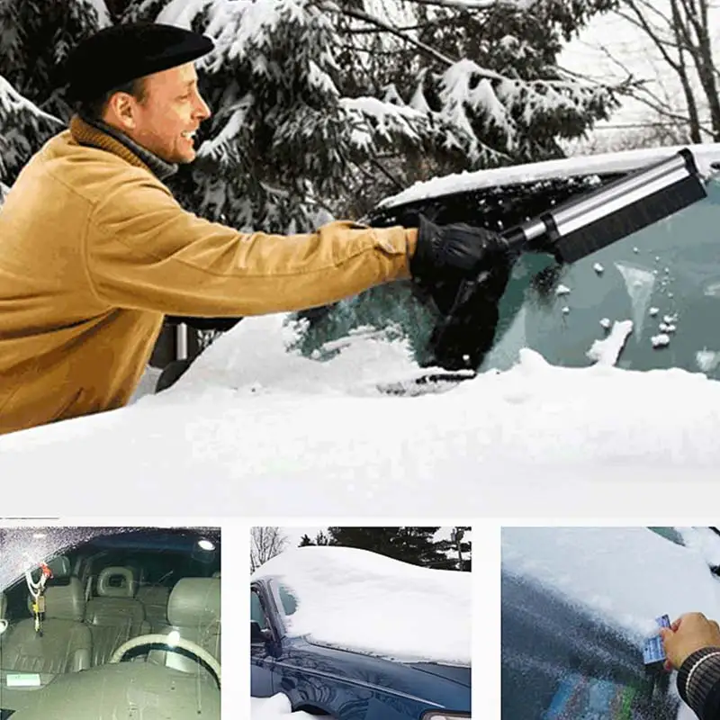 

2 IN 1 Car Retractable Ice Scraper With Brush For Car Windshield Windows Cleaning Removal Brush ABS Deicing Frost Snow Removal