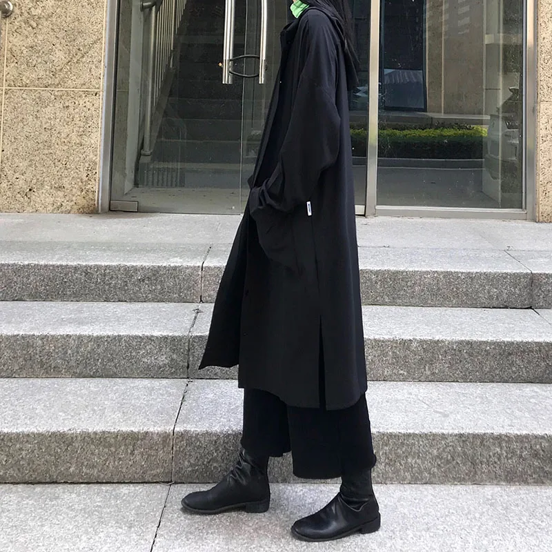 Рубашка для девочек на раннюю осень женский тонкий свободный черный кардиган