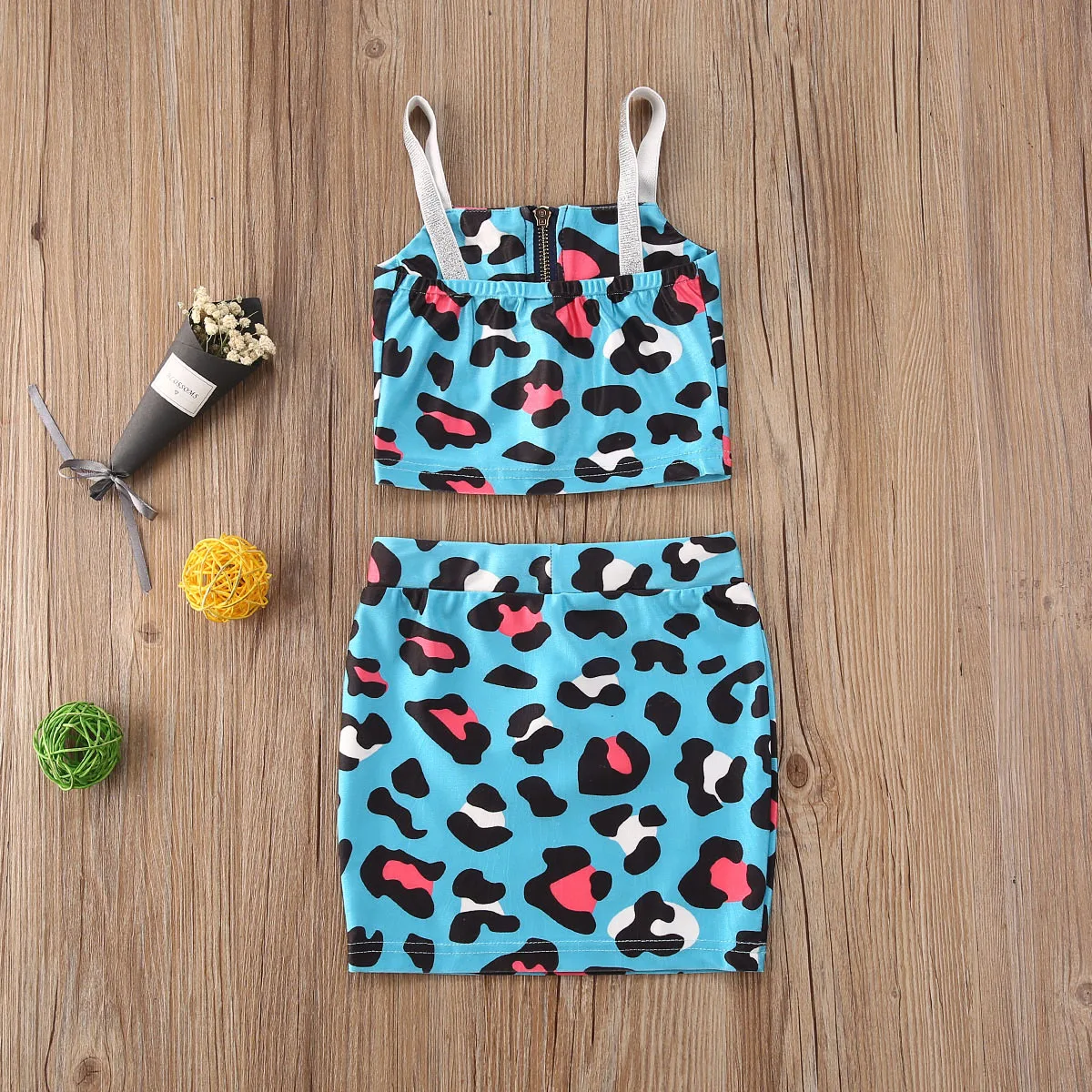 Модный леопардовый комплект одежды для новорожденных девочек жилет без рукавов