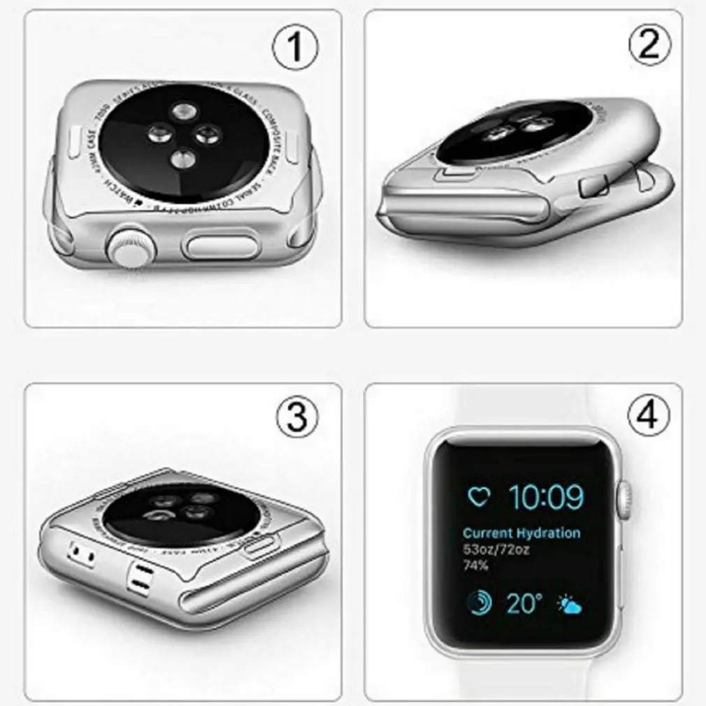 

Transparent Watch Case Hot Curved Surface Full Plastic Tempered Film TPU Screen Protector Cover Case For Apple Watch