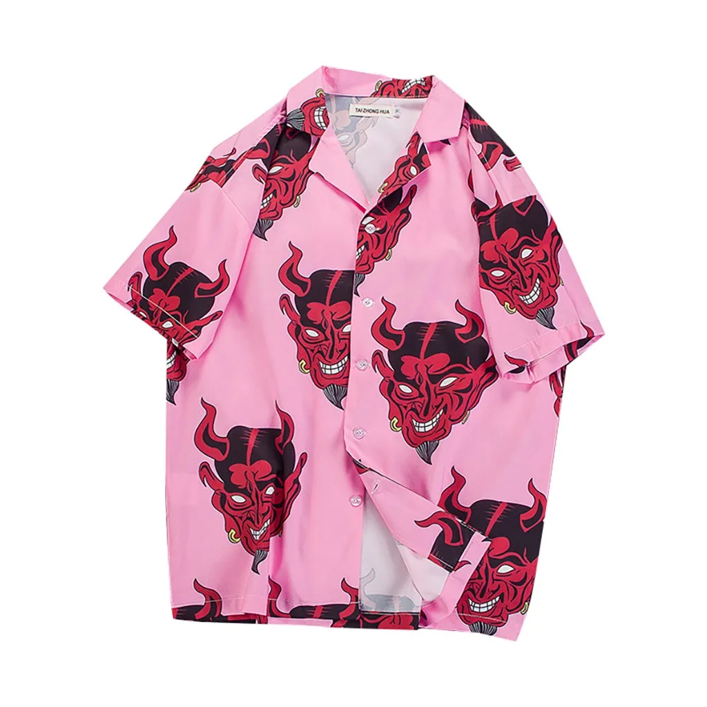 

Harajuku Shirt Men streetwear Loose casual shirt male Short Sleeve blouse Summer Fashion Shirts