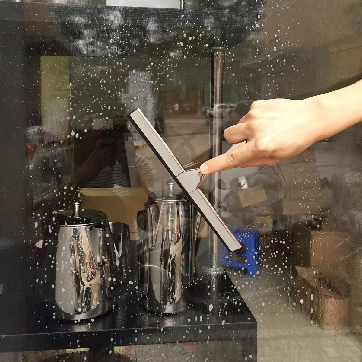 

Чистящий скребок для душа, ванной комнаты, из нержавеющей стали и резины, для зеркальной плитки, крючок для очистки поверхности автомобиля