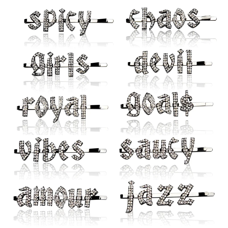 Новое поступление заколки для волос в готическом стиле с буквами и кристаллами