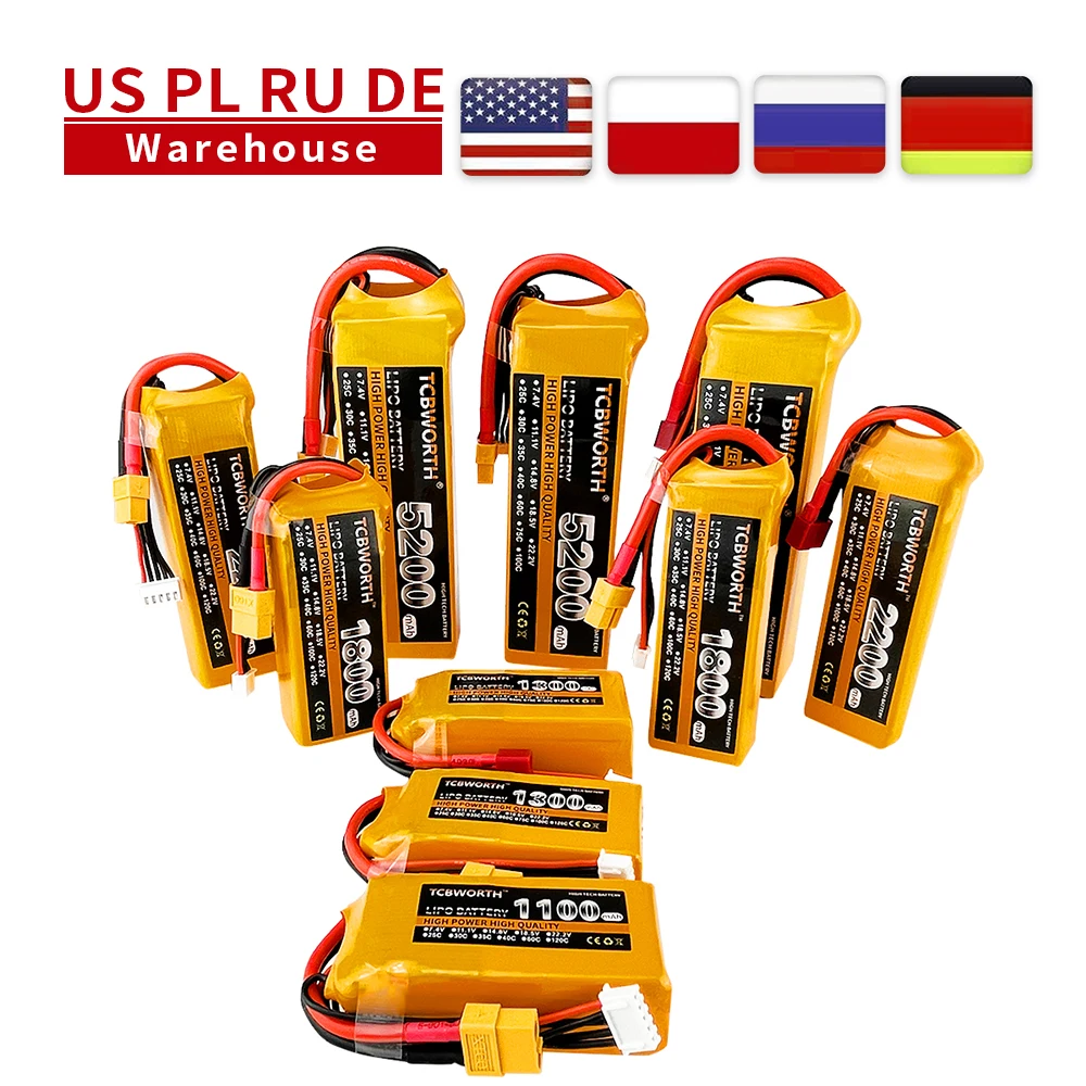 Аккумулятор LiPo ру 2S 7 4 В 1500 мАч 2600 3000 4200 5200 6000 30C 40C 60C для радиоуправляемый самолет