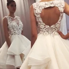 Кружевное Свадебное платье без рукавов, с круглым вырезом и вырезом на спине