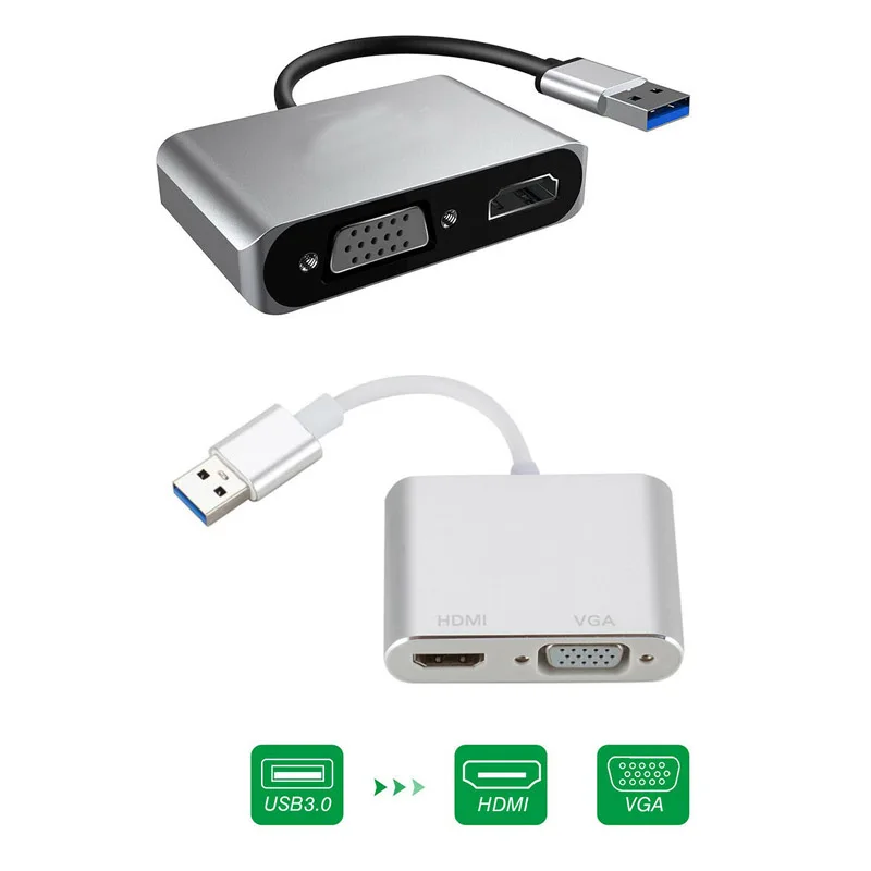 USB 3 0 к HDMI VGA адаптер 4K HD 1080P мультидисплей 2 в 1 концентратор конвертер аудио видео