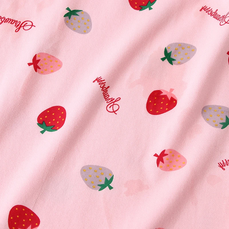 

Y.L.STUDIO Kids Girls Nightdress Pure Cotton Strawberry Printed Girls' Sleepwear Summer Soft Breathable Child Nightgown
