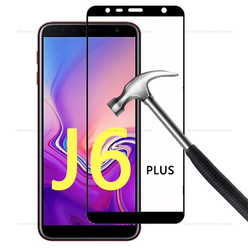 Защитное закаленное стекло для Samsung Galaxy J6 2018/J6+ с черной/белой/золотой