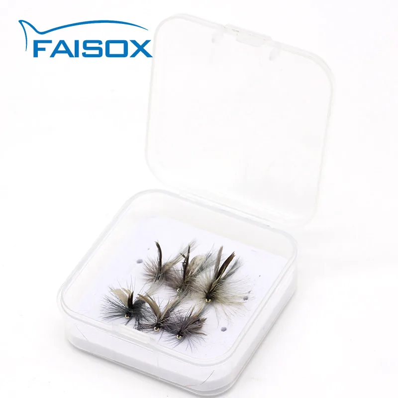 Faisox 6 шт. синие Дун засушенные мухи Fly рыболовные приманки для форель окунь рука