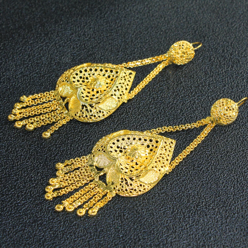 Серьги кисточки из меди золотого цвета JUST FEEL Новые Медные большого размера для