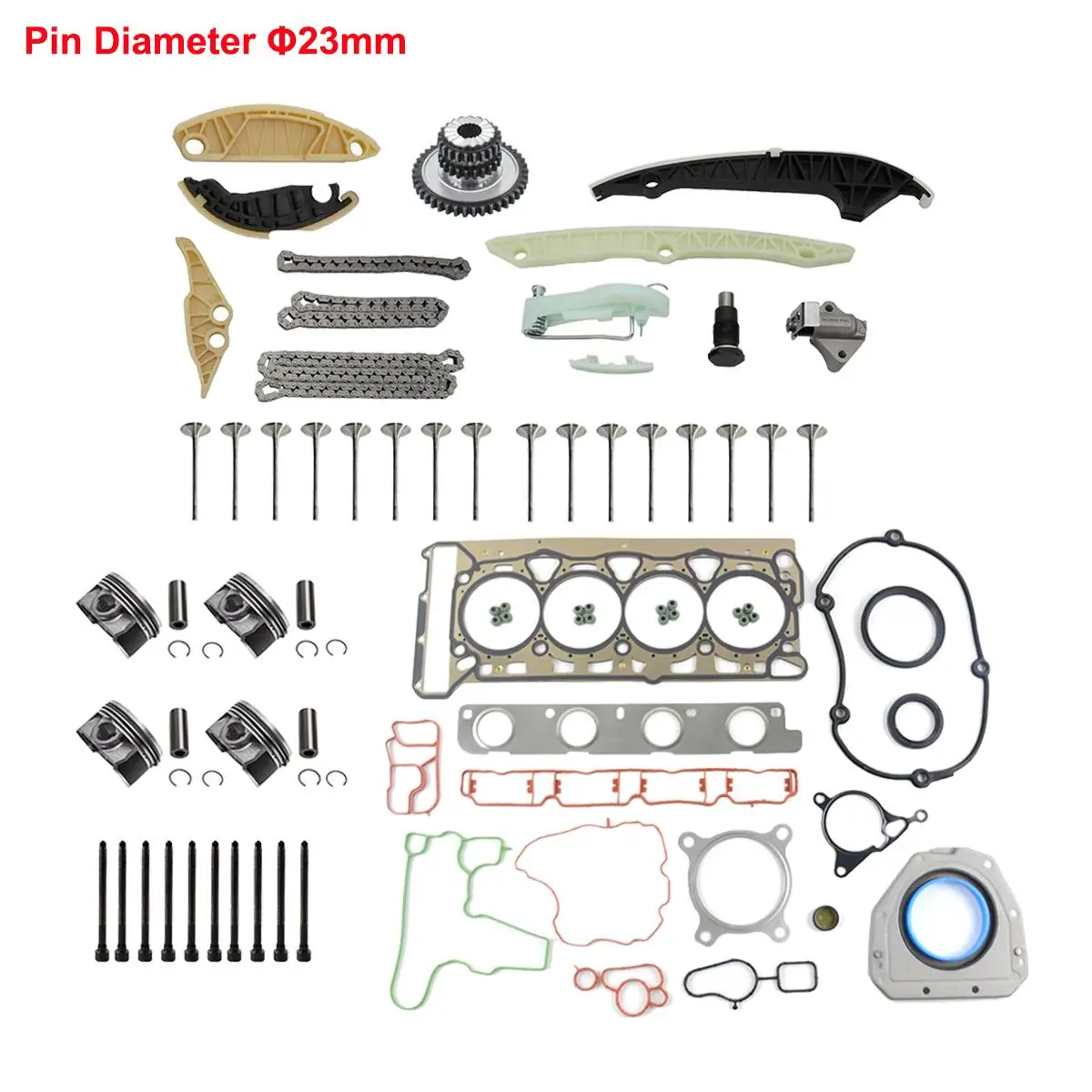 

AP01 комплект цепи ГРМ и поршней 23 мм для Audi VW Jetta CAEA CAEB CDNB CDNC 06H115225P 06K109467N 06H105209AQ 06H10915