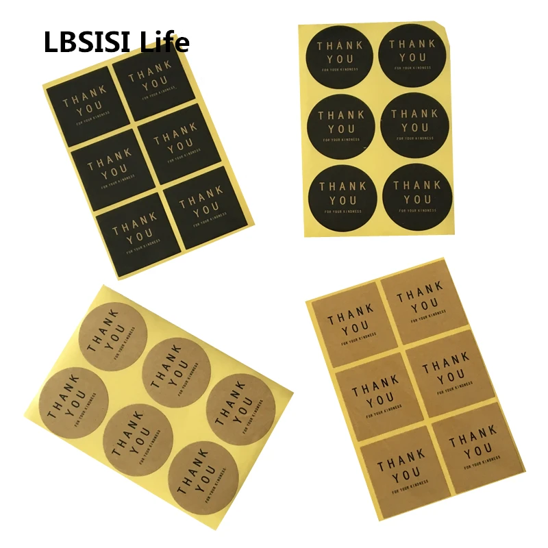 Наклейки из крафт бумаги Thank You 100 шт.|Украшения своими руками для вечеринки| |