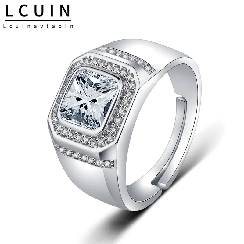 

New Men Silver Jewelry Zircon Ring Opening Adjustable Ring Gift Wholesale Party Wedding Anillos Aros Anel