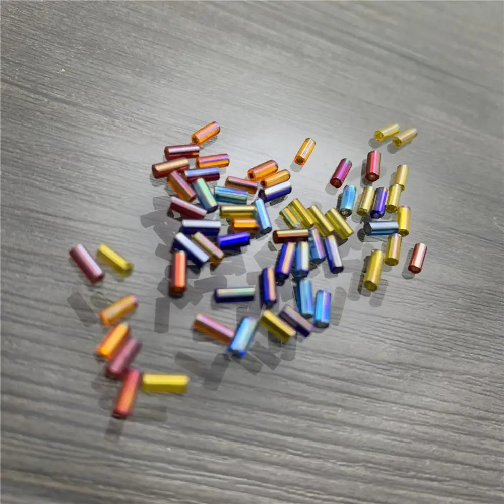 

500p 4mm Long beads Silver core beads rainbow beads handmade ornament accessories for Necklace Earrings Bracelet Dress DIY
