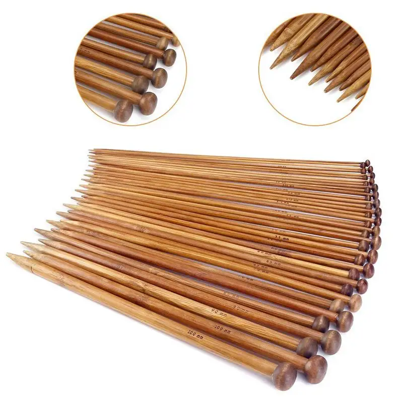62 Pieces Knitting Needles Set with 18 Sizes Bamboo and Needle Point Protectors Crotchet | Дом и сад