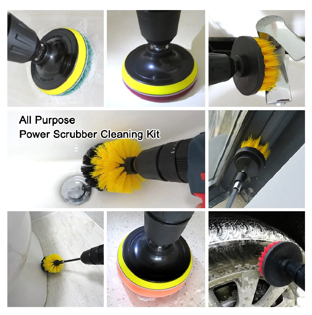 

Scrubber Brush Set Electric Drill Brush Polishing Pads for Bathroom Tub Kitchen Car Glass Power Scrubber Brush Clean Tools Set