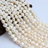 free shipping 7 8mm white baroque potato natural pearl freshwater loose diy smart jewelry making beads 14inch