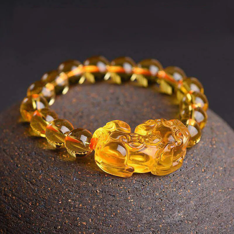 12 мм фэн шуй Pi Xiu браслет унисекс стиль Смола Кристалл черный/желтый/фиолетовый