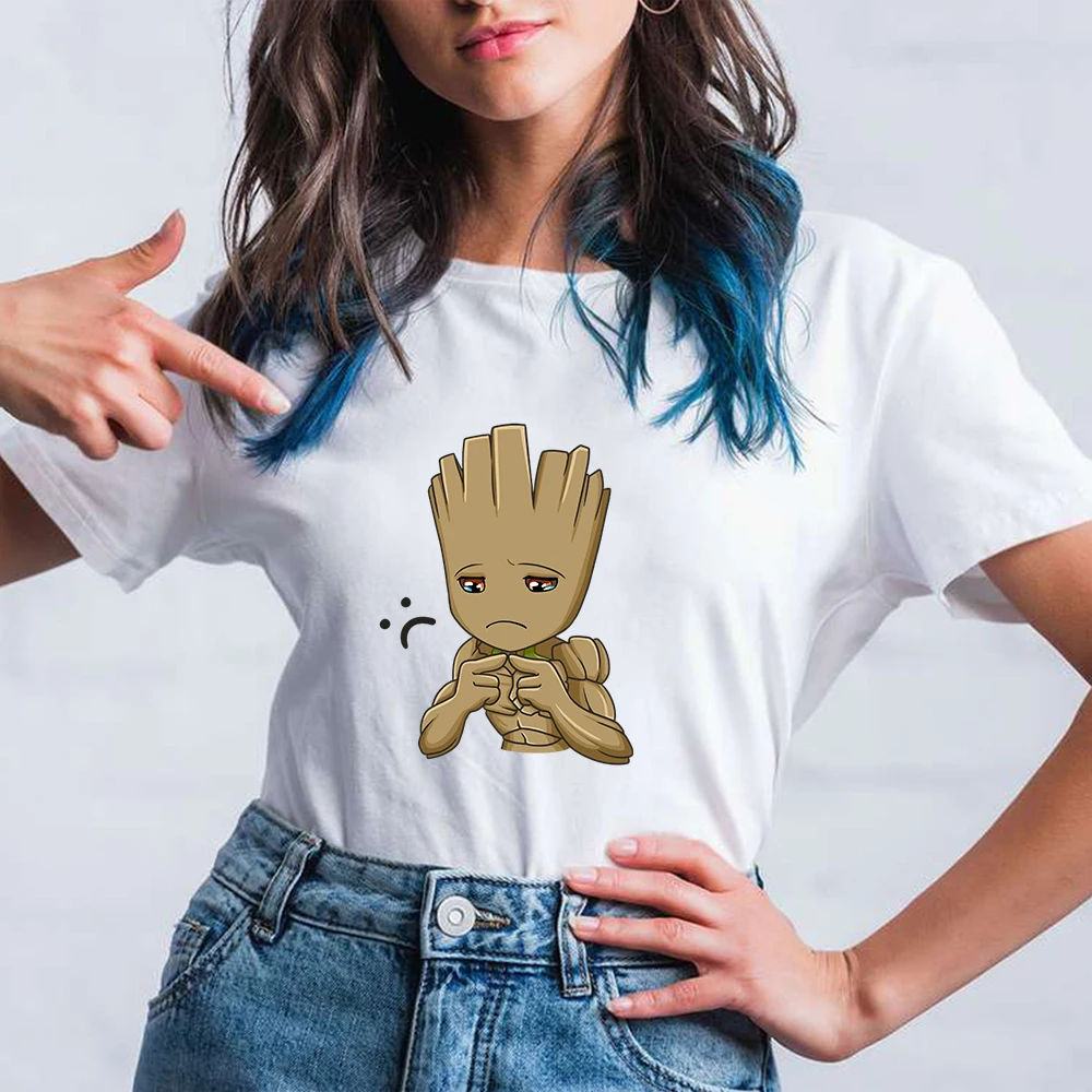 

Guardians of The Galaxy Groot T-shirt Funny Printed 2021 Summer Unisex Oversized T Shirt Women Couple Cute Y2k Kawaii Streetwear