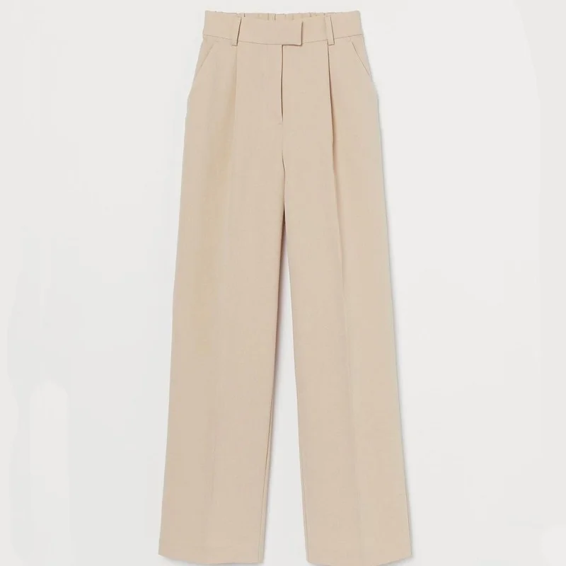 

WEPBEL Women Elegant Straight Pants Ladies Spring Fashion Loose High Waist Wide Leg Trousers