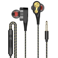 3 5mm earphones with microphone dual drive stereo wired earphone in ear sport portable headset in ear single speaker